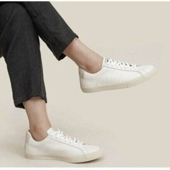 Veja Esplar Logo Low Top Sneaker Extra White/natural Leather Womens US 11 - Picture 2 of 13